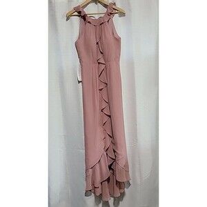 Azazie Bridesmaid Prom Formal Gown Dusty Rose Asymmetrical Dress Size A4 New